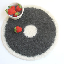 Wool felted placemat/Organic eco-friendly/Cream and dark gray/grandma gift/home decor/gift for her/Christmas gift