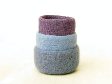 Catchall/Felted bowl/Blue home decor/Ombré blue lavender/Organic eco friendly/nesting bowls/ring holder/gift for her