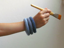 Ombre Stacking bracelet/soft felt jewelry/Indigo blue/eco-friendly/felted wool/Set of three