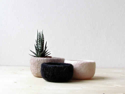 Wool bowls/eco friendly decor/Nesting bowls/desk organizer/housewarming gift/gift for her/scandinavian modern  decor