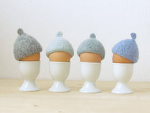 Easter table decor/Egg cozy for Easter - pastel blue - felted acorn cap - Set of four - House warming gift
