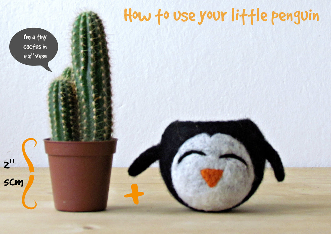 penguin succulent planter Felt succulent planter/grey vase/happy penguin/cactus planter/mini pla – The Yarn Kitchen