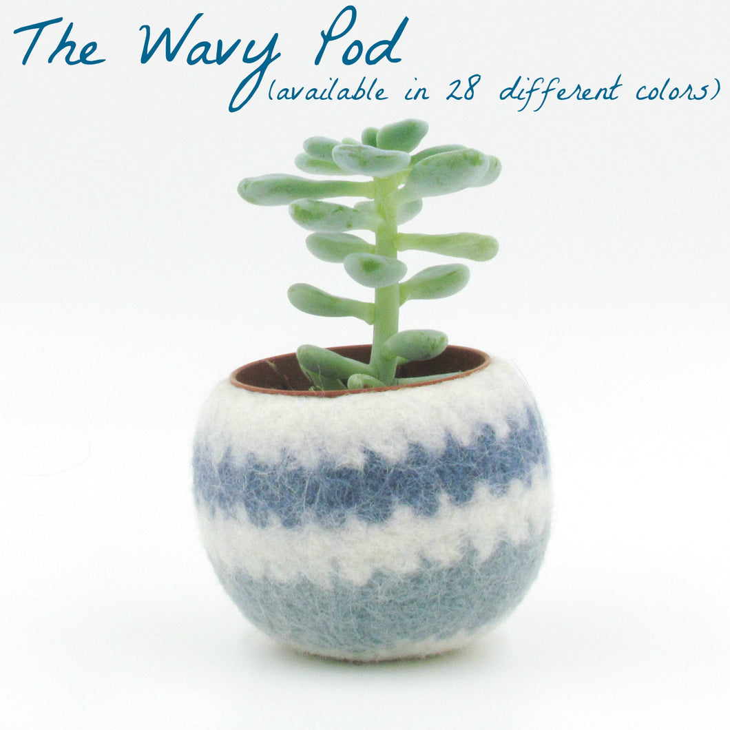 blue wave succulent Felt plant vase/felted bowl/Succulent pod/blue waves/succulent planter – The Yarn Kitchen