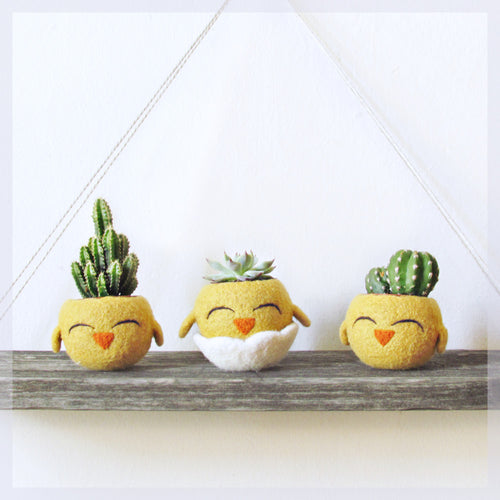 Succulent planter/Easter Chick/Small succulent pot/cactus vase/Happy chick/Animal planter/gift for her - Choose your color!